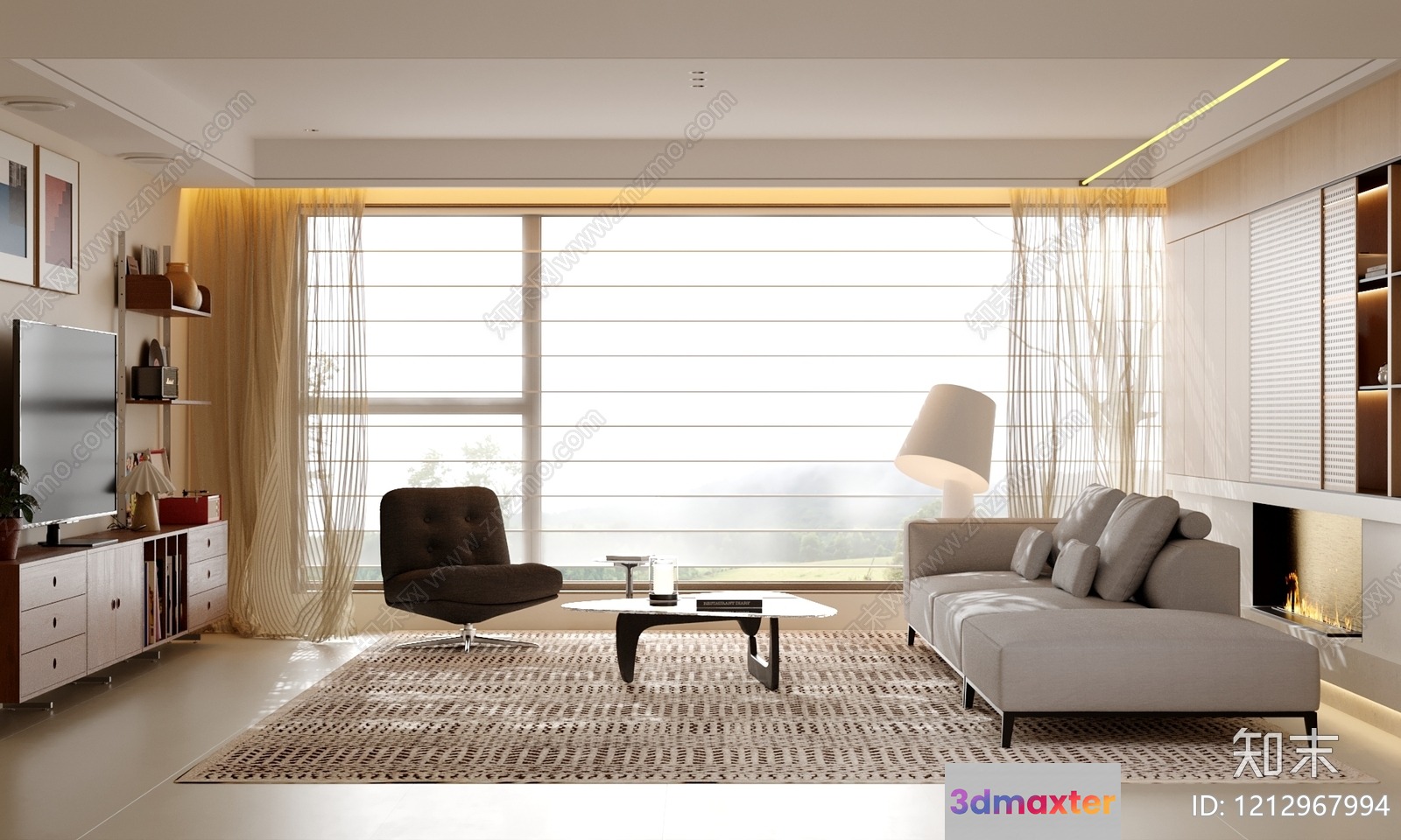 Modern Living Room 3D Model - 10943 - VRAY Render