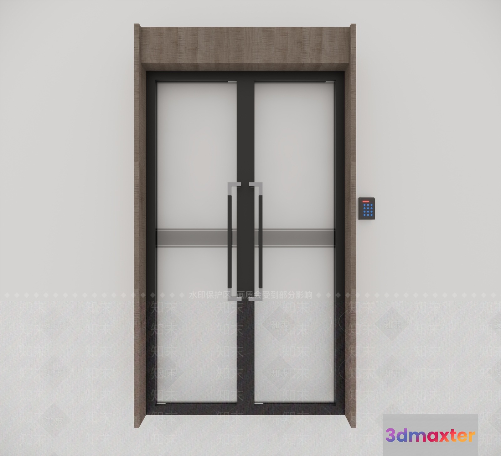 A Modern Glass Door 3D Model - 10572 - VRAY Render