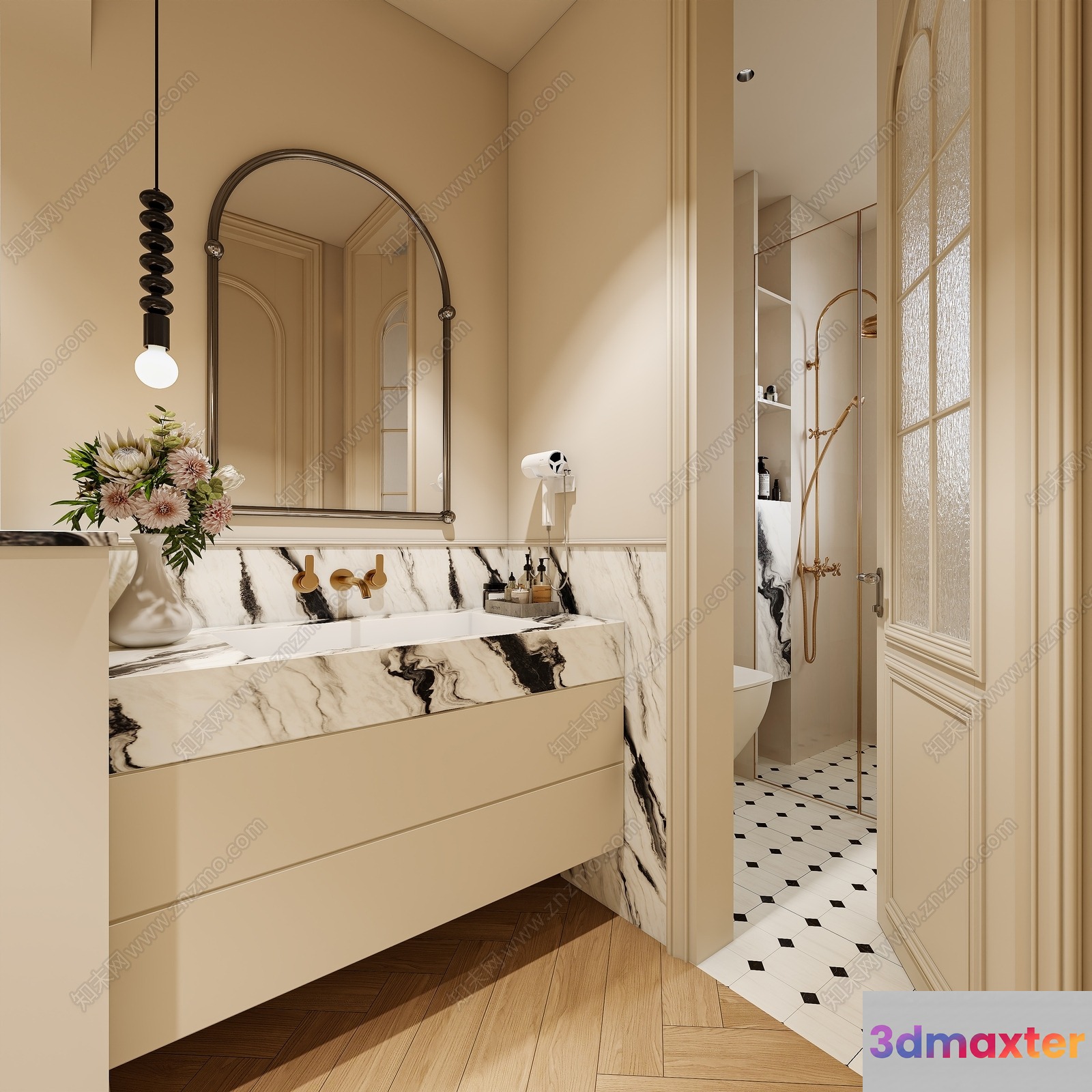 A Modern Bathroom 3D Model - 16078 - VRAY Render