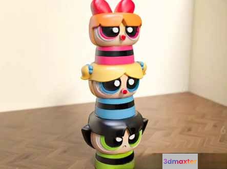 Stacked Cartoon Characters 3D Model - 16314 - VRAY Render