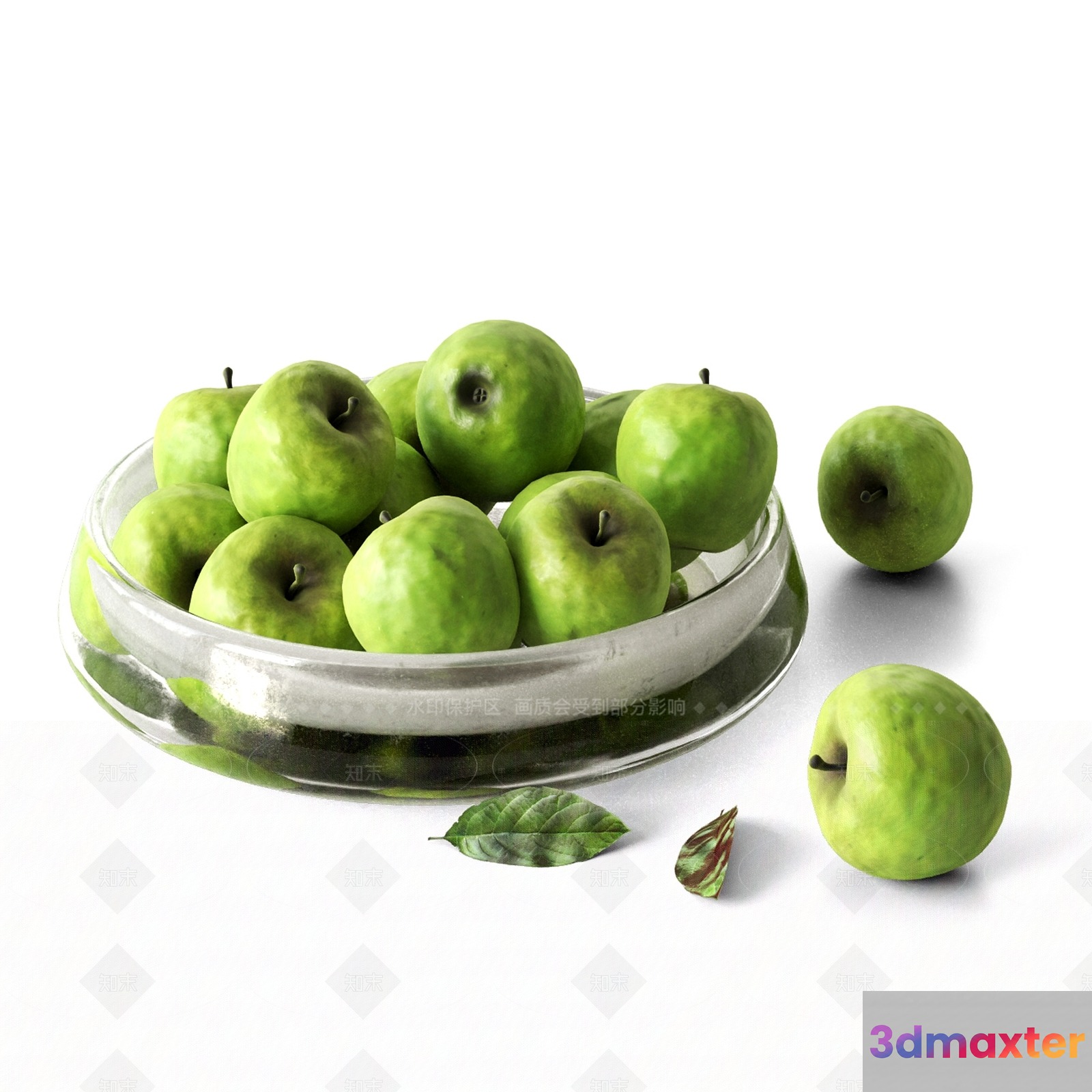 A Bowl Of Green Apples 3D Model - 9092 - VRAY Render