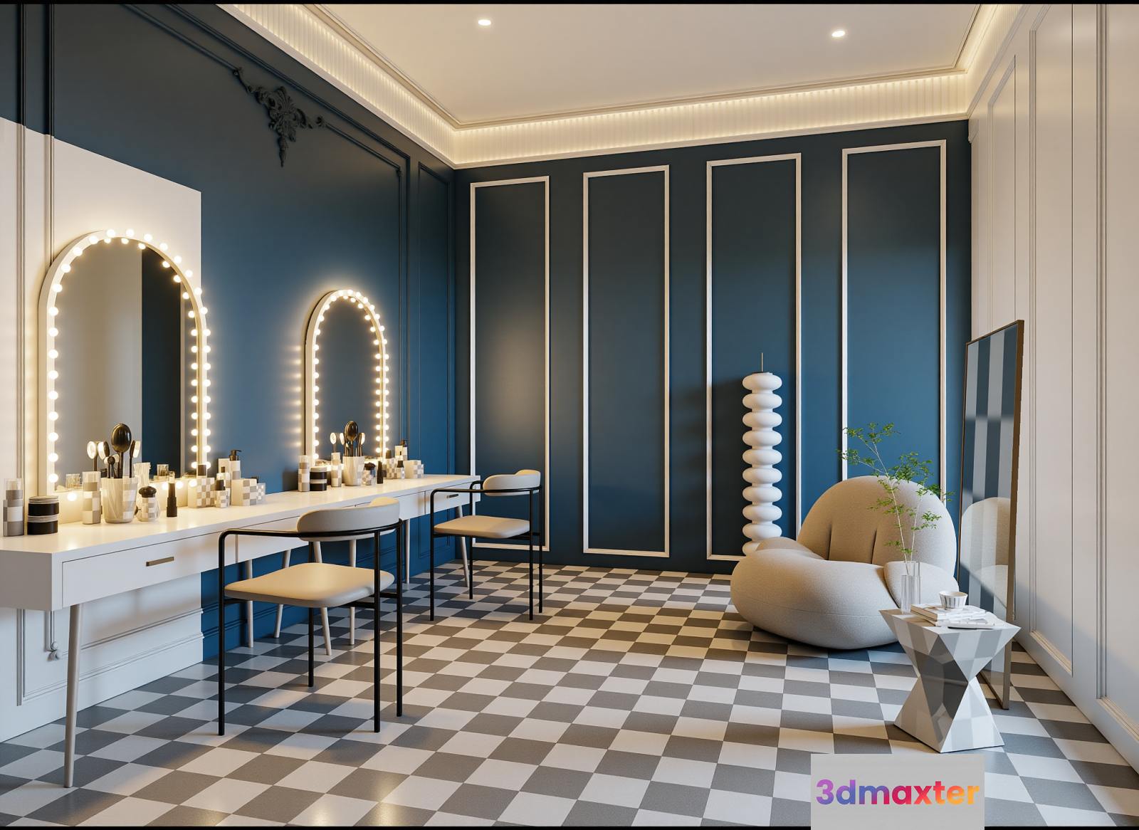 Modern Vanity Room 3D Model - 12565 - VRAY Render