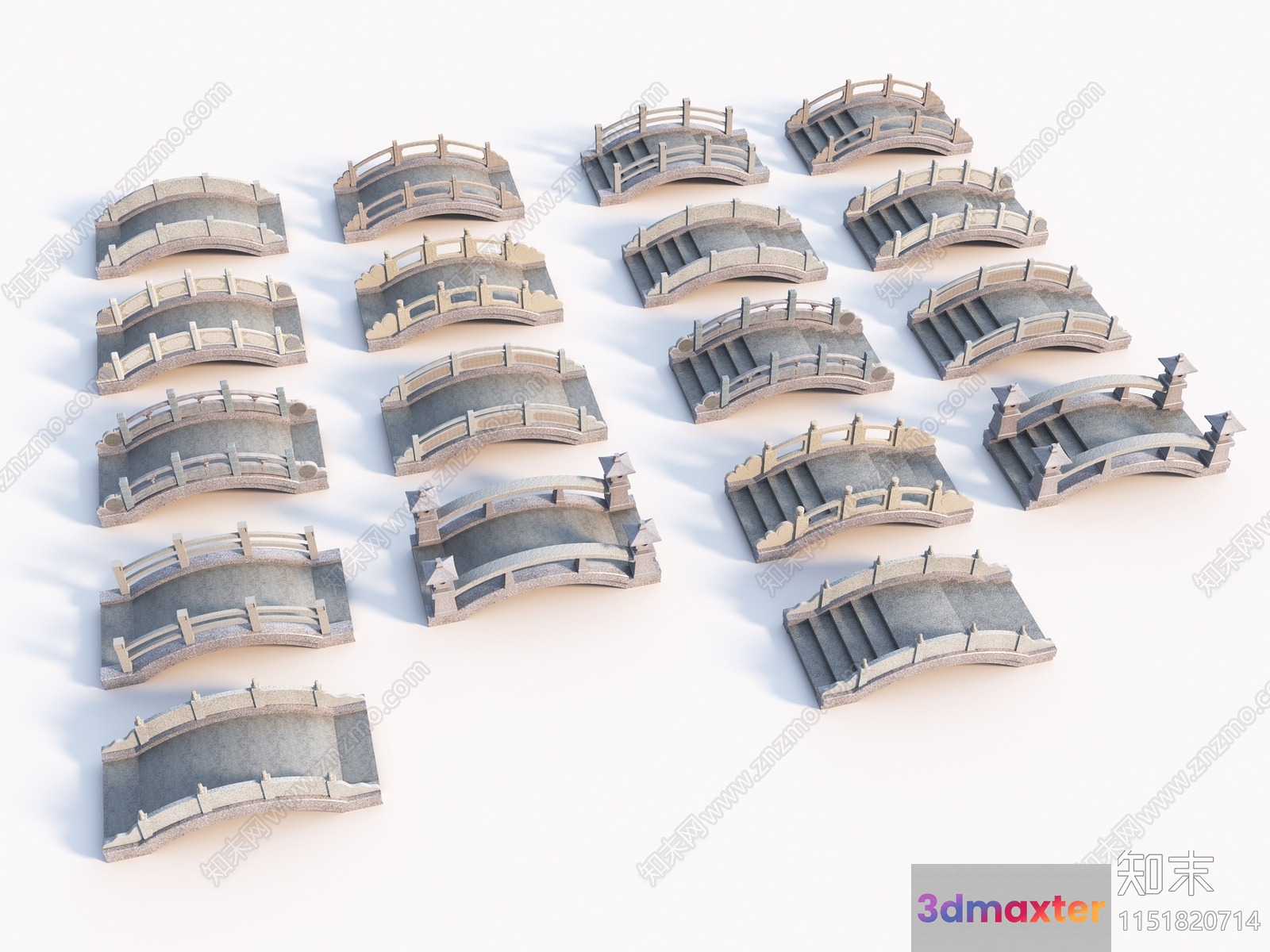 Small Bridges Made Of Concrete 3D Model - 7126 - VRAY Render