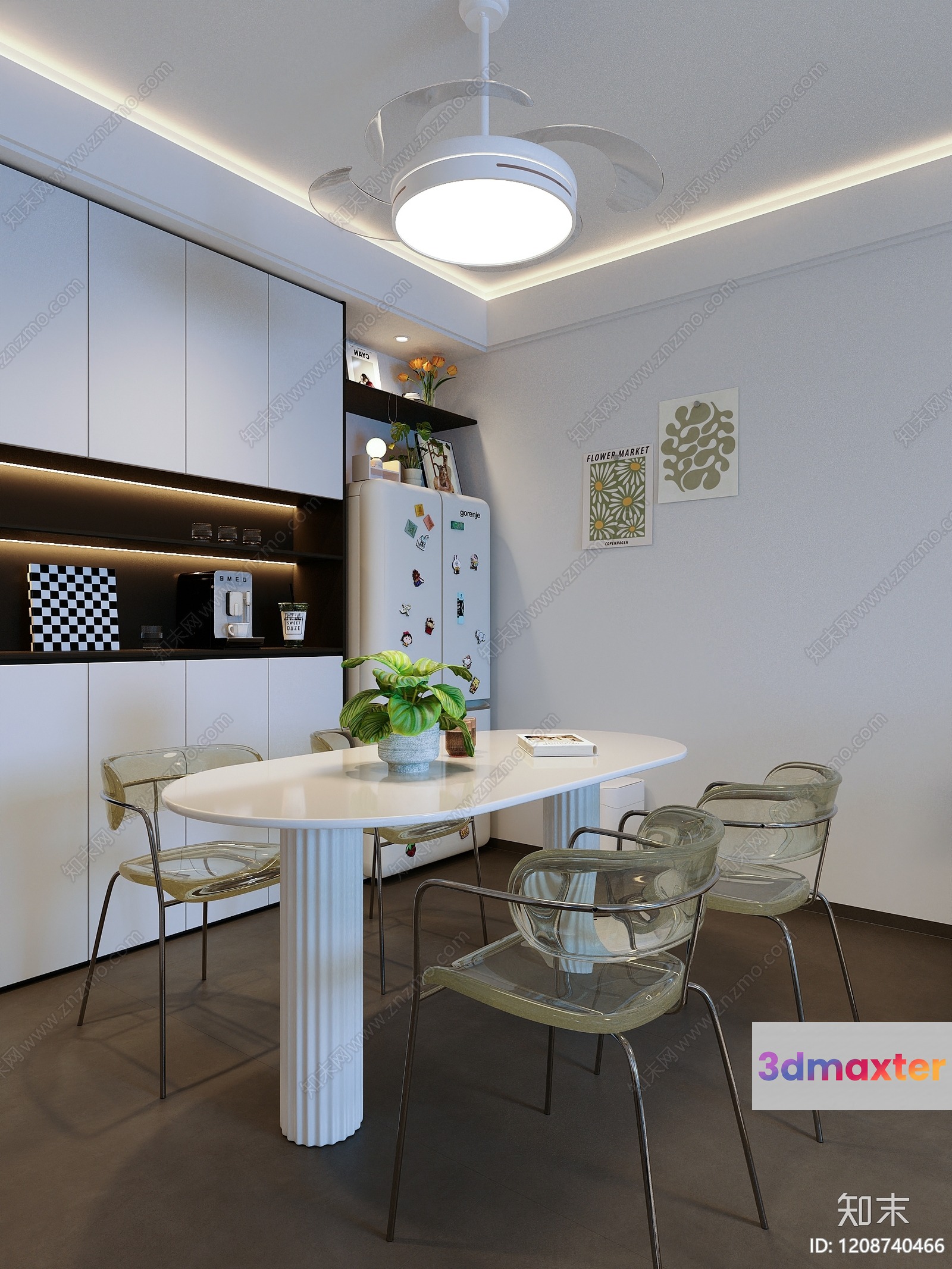 Modern Dining Area 3D Model - 2016 - VRAY Render