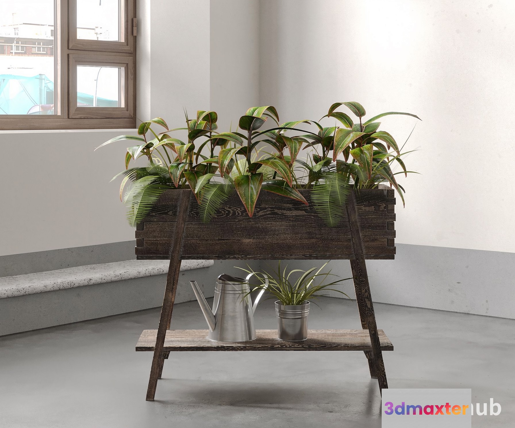 A Wooden Planter Box 3D Model - 5014 - VRAY Render
