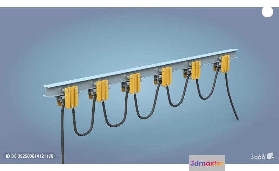A Metal Beam With Yellow And Black Wires 3D Model - 9803 - VRAY Render