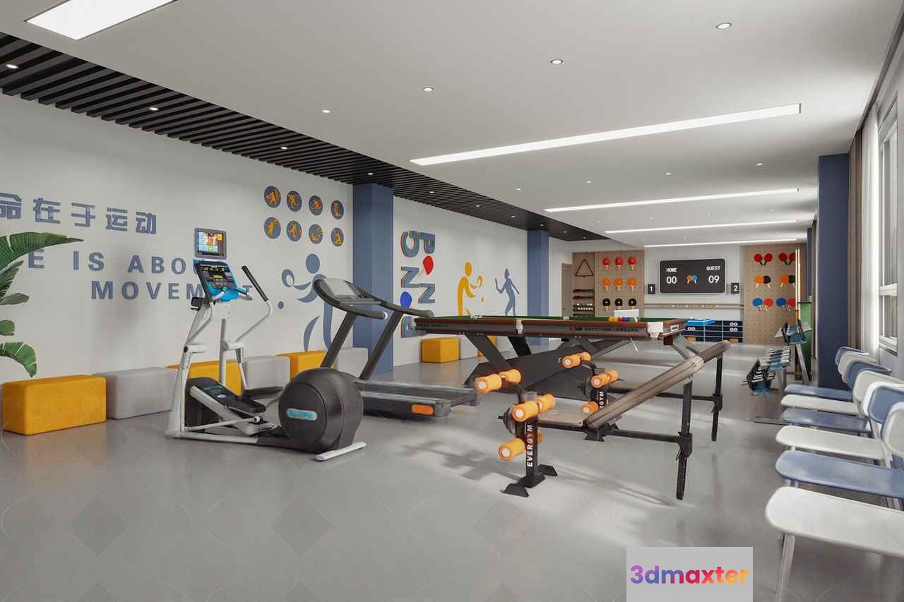 Modern Fitness Center 3D Model - 5200 - VRAY Render