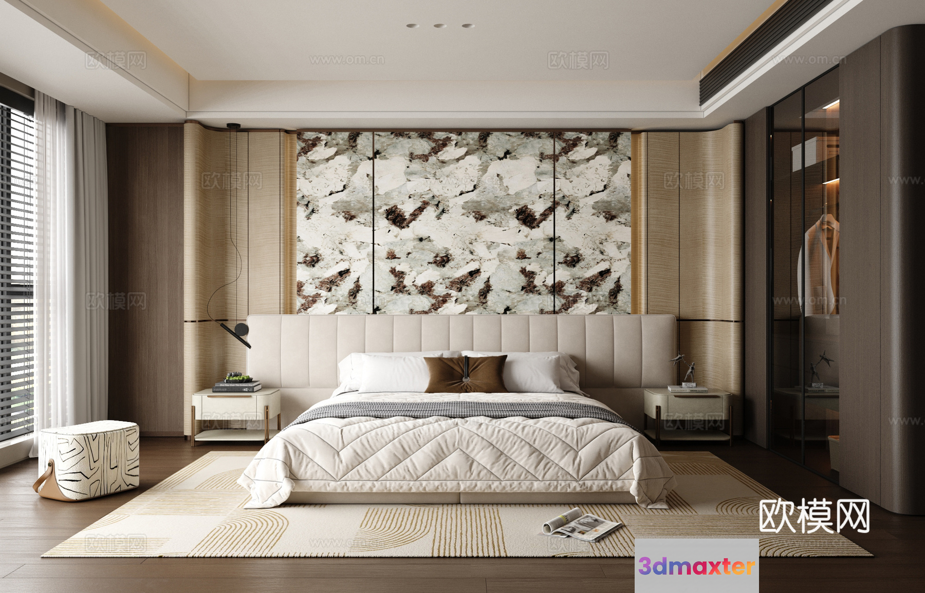 Cozy Modern Bedroom 3D Model - 16775 - VRAY Render
