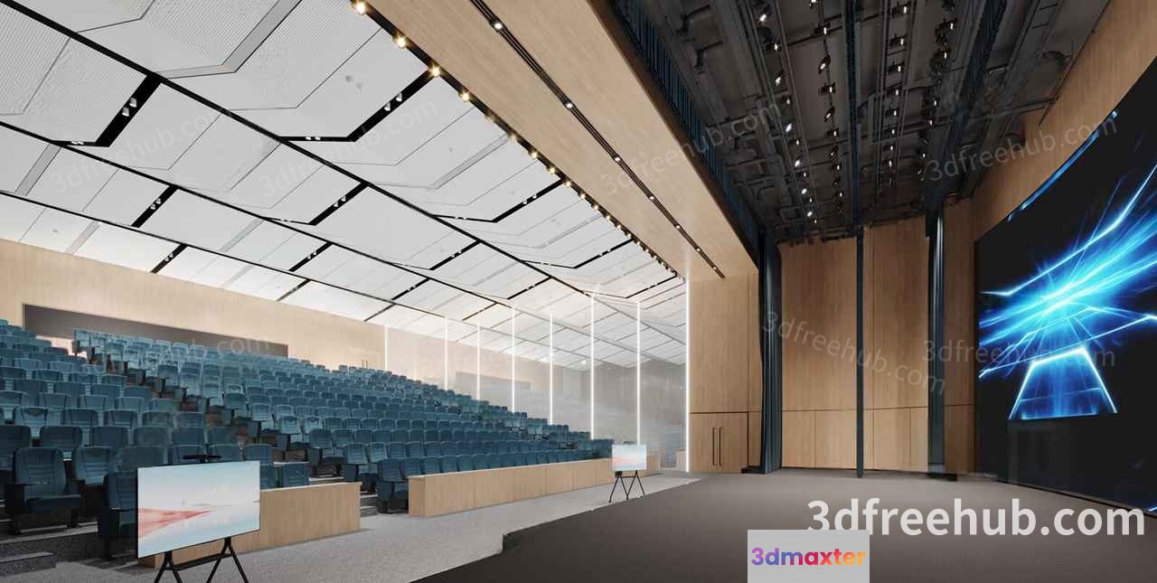 A Large Auditorium With A Stage 3D Model - 18898 - VRAY Render