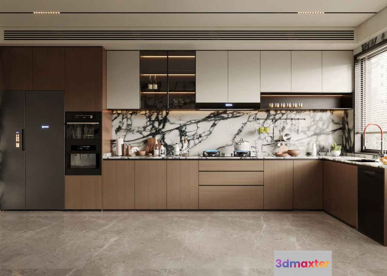 Modern Kitchen 3D Model - 19923 - VRAY Render