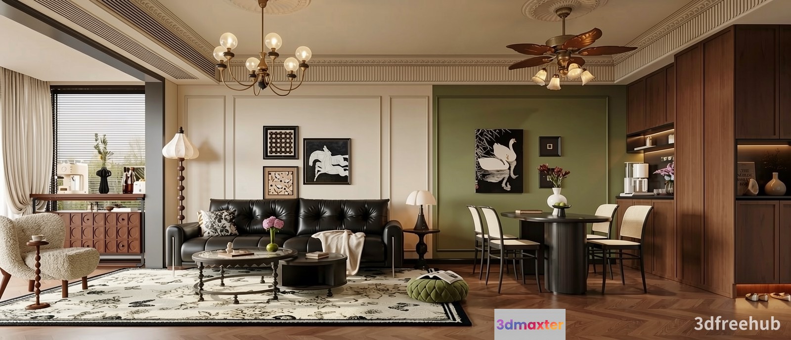 Modern Living Room 3D Model - 19666 - VRAY Render