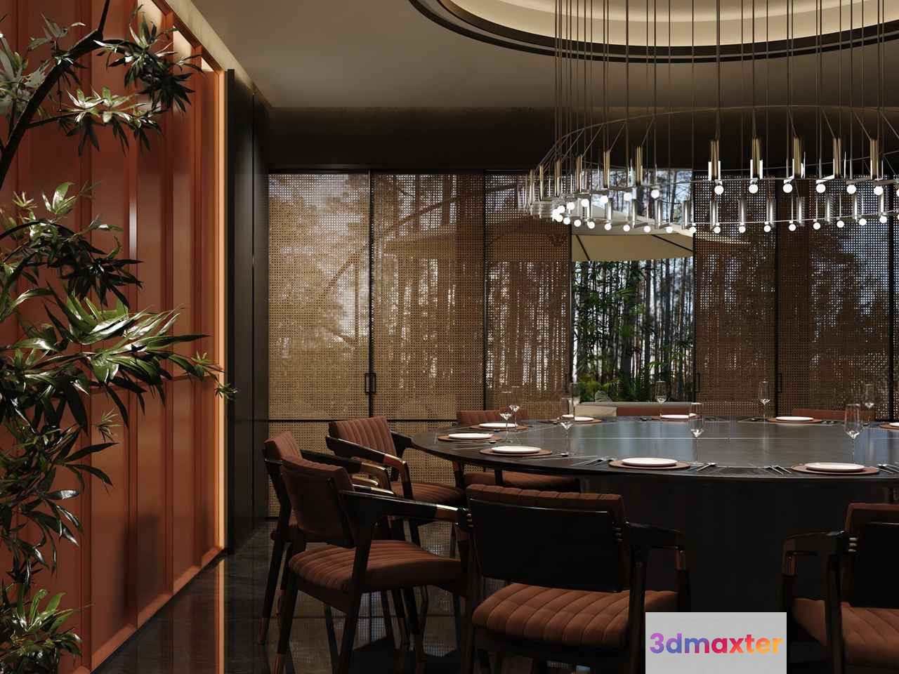 A Modern Dining Room 3D Model - 14754 - VRAY Render