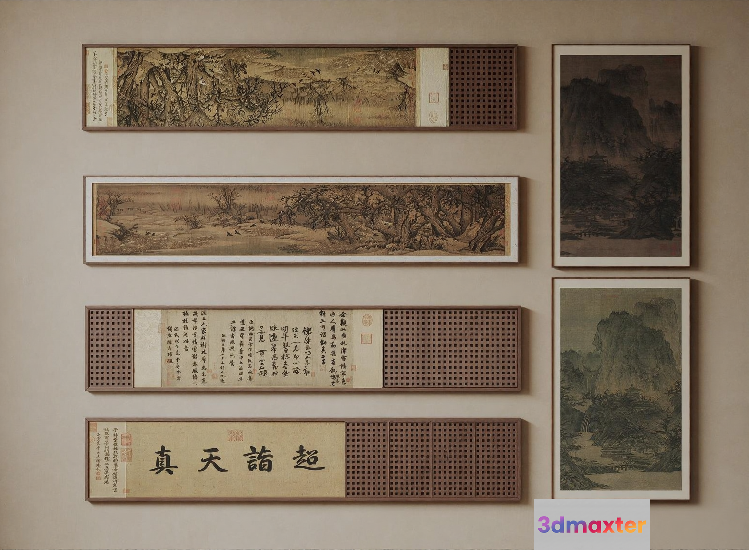 A Collection Of Framed Artwork 3D Model - 18046 - VRAY Render