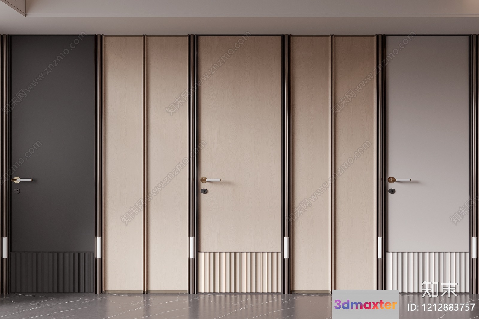 Modern Sliding Doors 3D Model - 1445 - VRAY Render