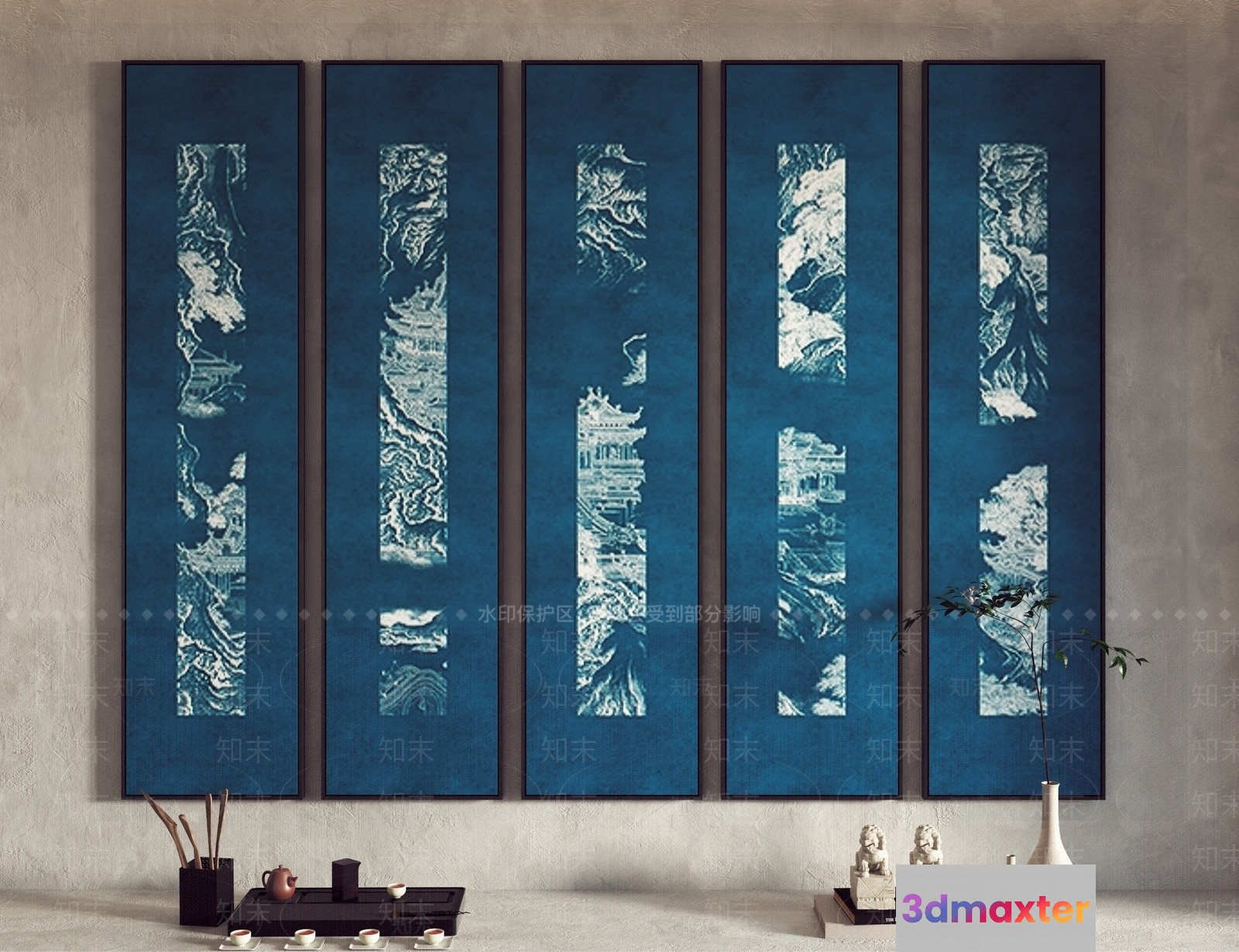 Modern Asian Artwork 3D Model - 8854 - VRAY Render