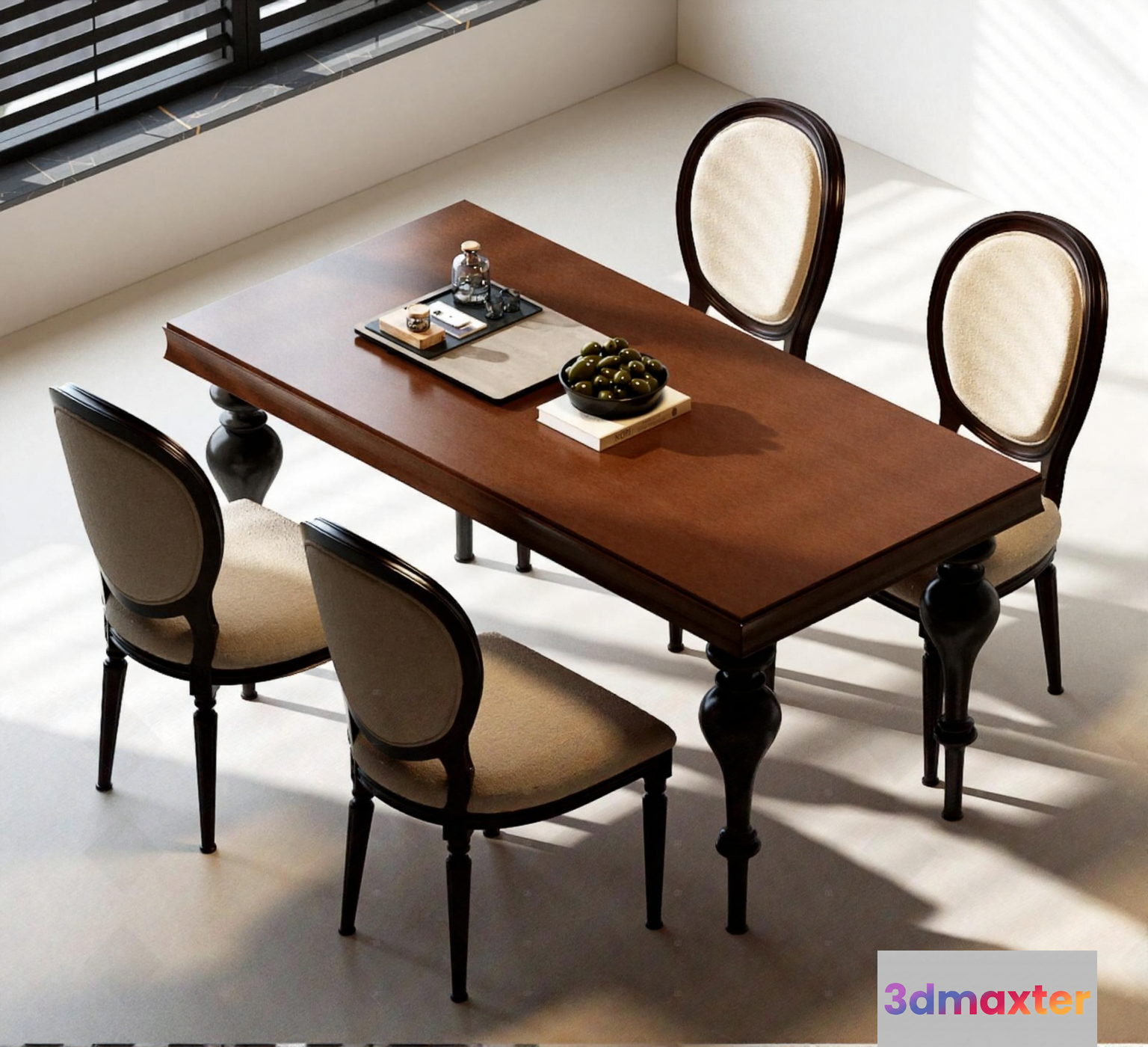 A Dining Table With Four Chairs 3D Model - 5303 - VRAY Render