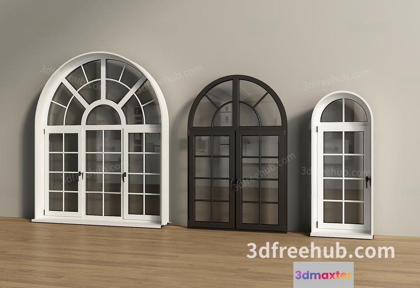 Three Free-Standing Glass Cabinets 3D Model - 22542 - VRAY Render