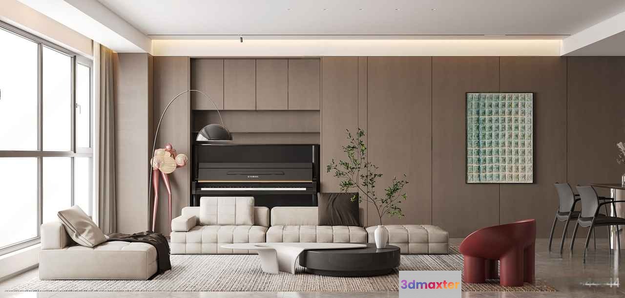 Modern Living Room 3D Model - 14542 - CORONA Render