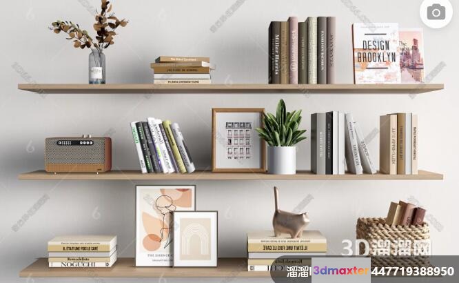 Home Decor Bookshelf 3D Model - 235 - VRAY Render
