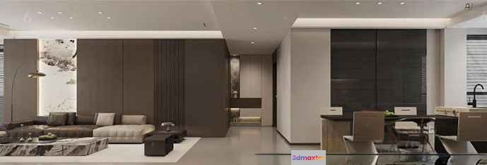 Modern Living Room 3D Model - 14532 - CORONA Render