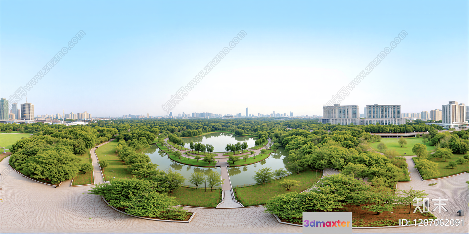 A City Park 3D Model - 3672 - VRAY Render