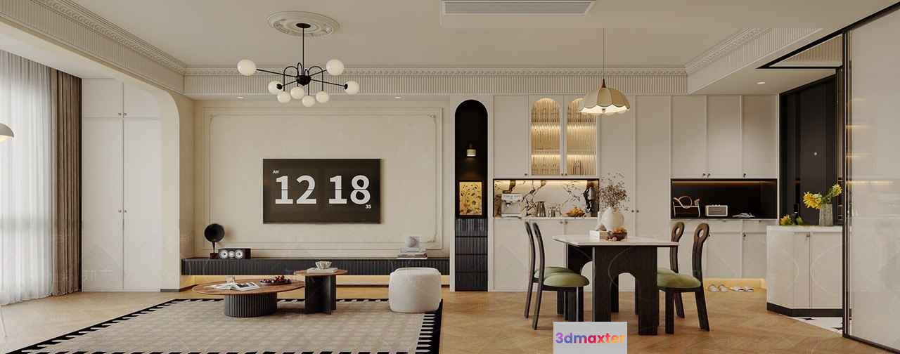 Modern Living Room 3D Model - 5205 - VRAY Render