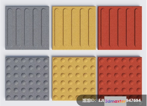 Grey And Yellow Textured Patterns 3D Model - 956 - VRAY Render