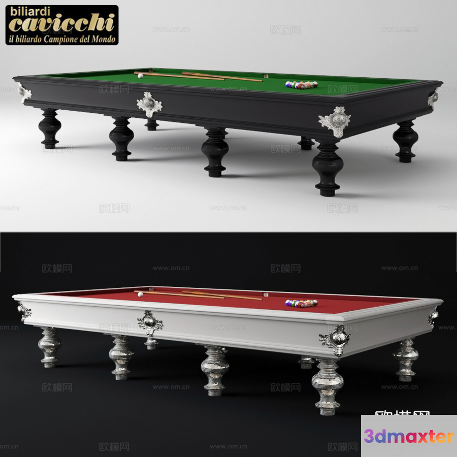 A Billiard Table 3D Model - 1881 - VRAY Render
