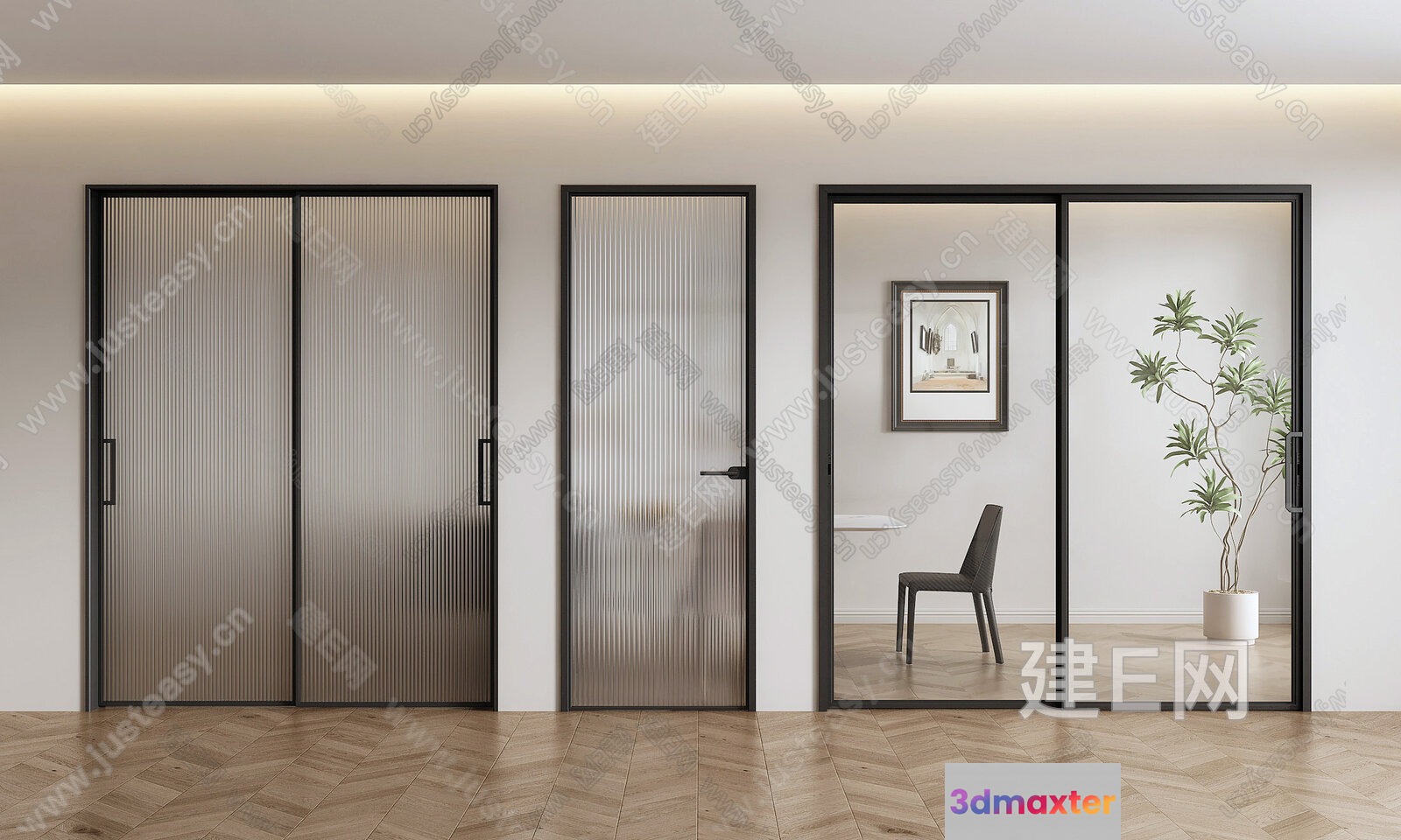 Modern Sliding Doors 3D Model - 9017 - VRAY Render