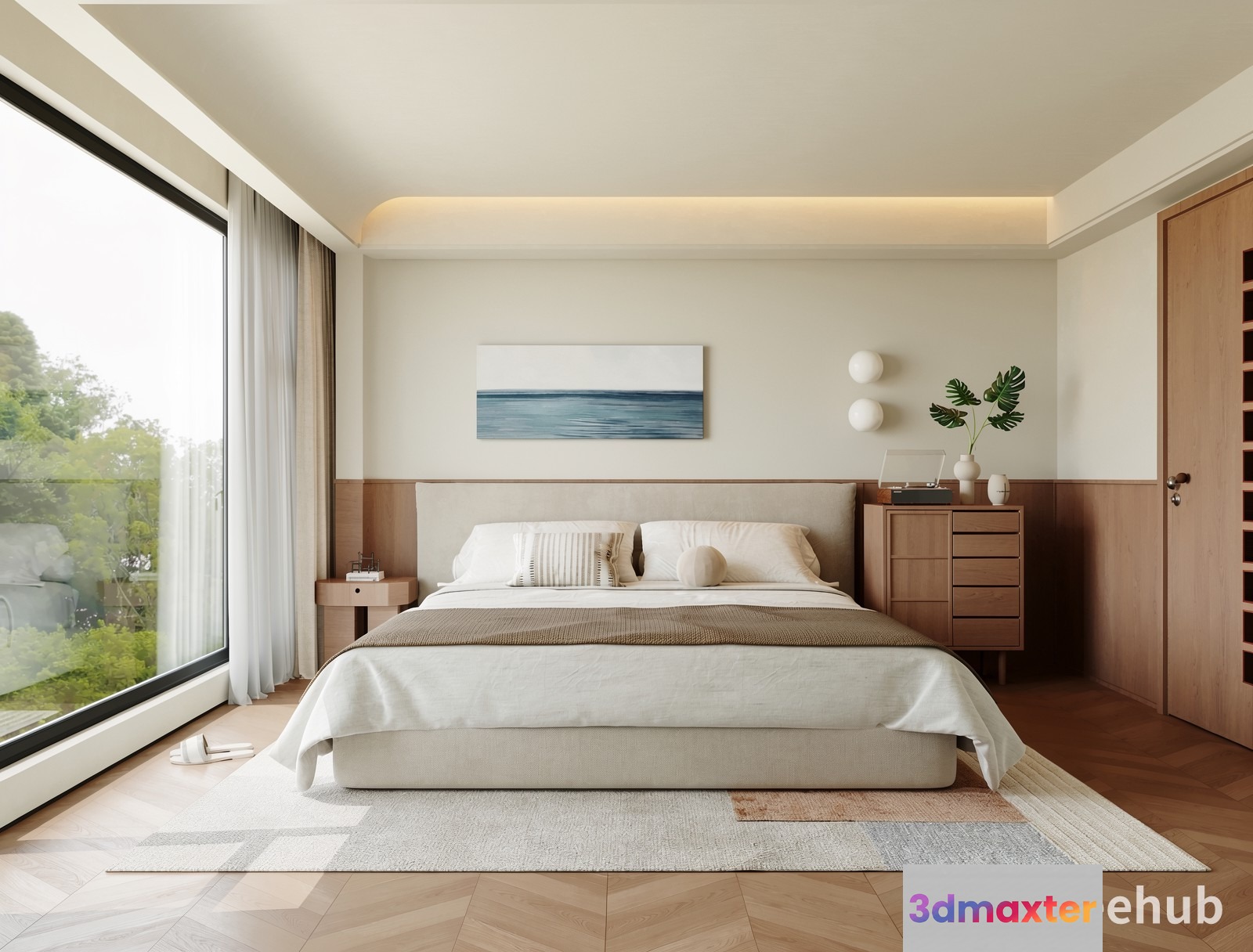 Modern Neutral Bedroom 3D Model - 19413 - VRAY Render