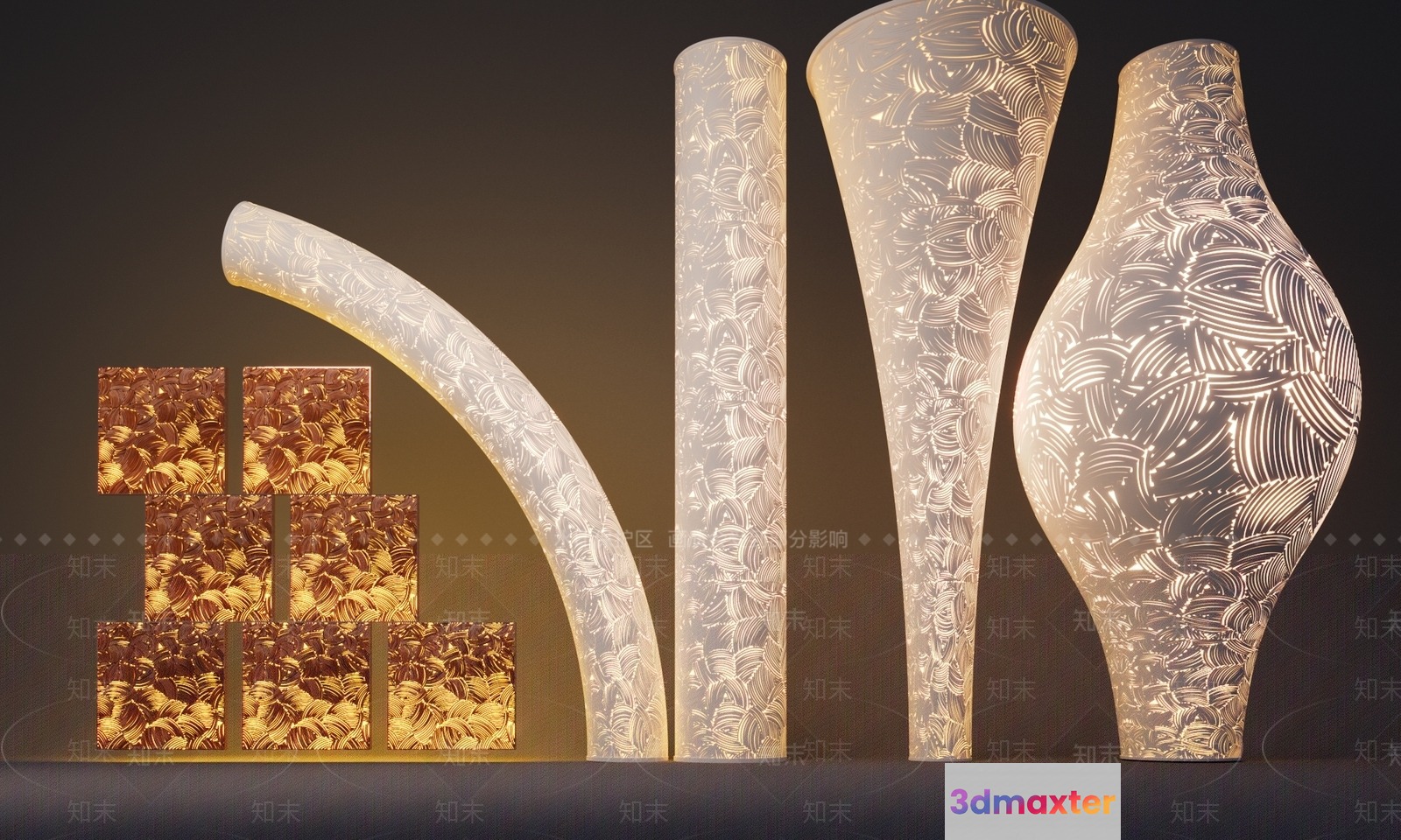 Decorative Glass Vase 3D Model - 19231 - VRAY Render