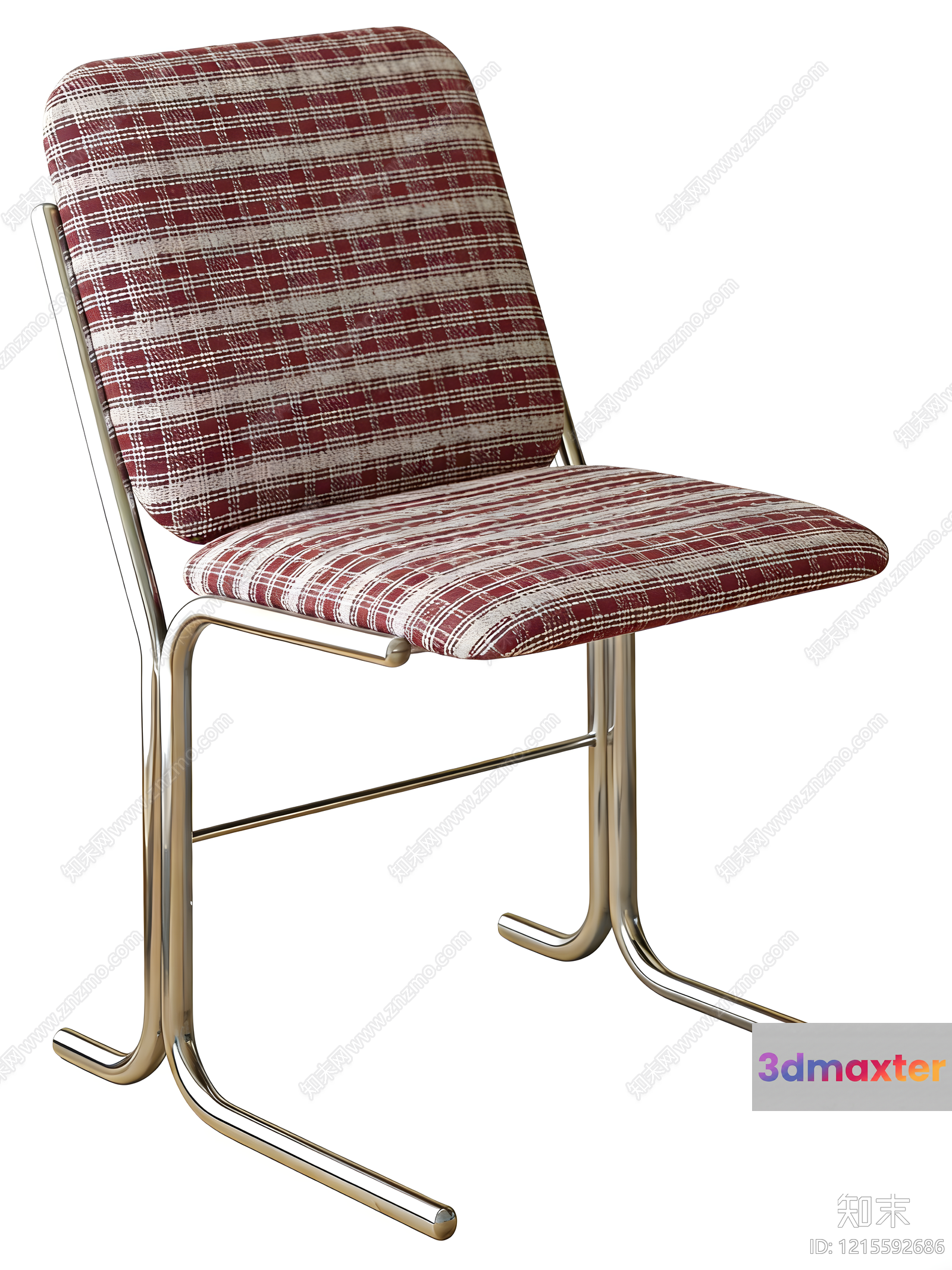 A Red And White Plaid Chair 3D Model - 10184 - VRAY Render