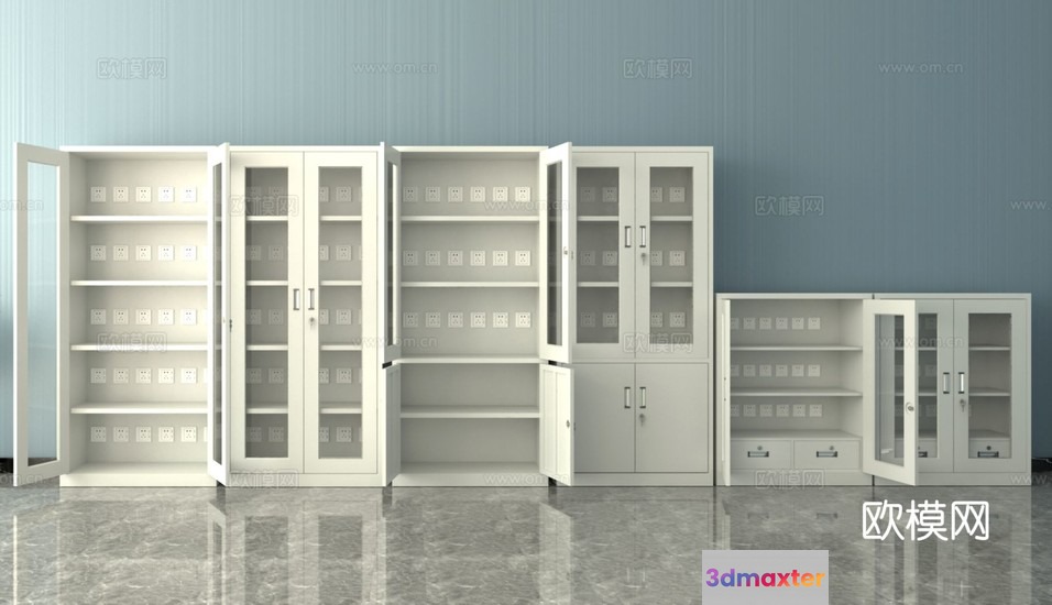 White Storage Cabinets 3D Model - 22768 - VRAY Render