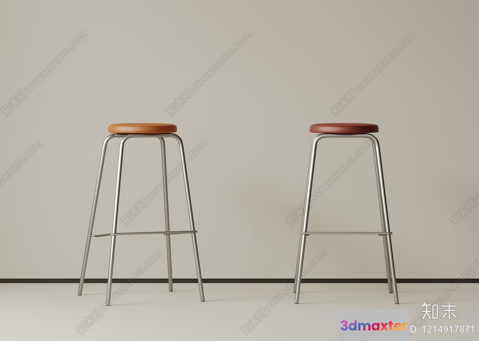 Two Bar Stools 3D Model - 11936 - VRAY Render