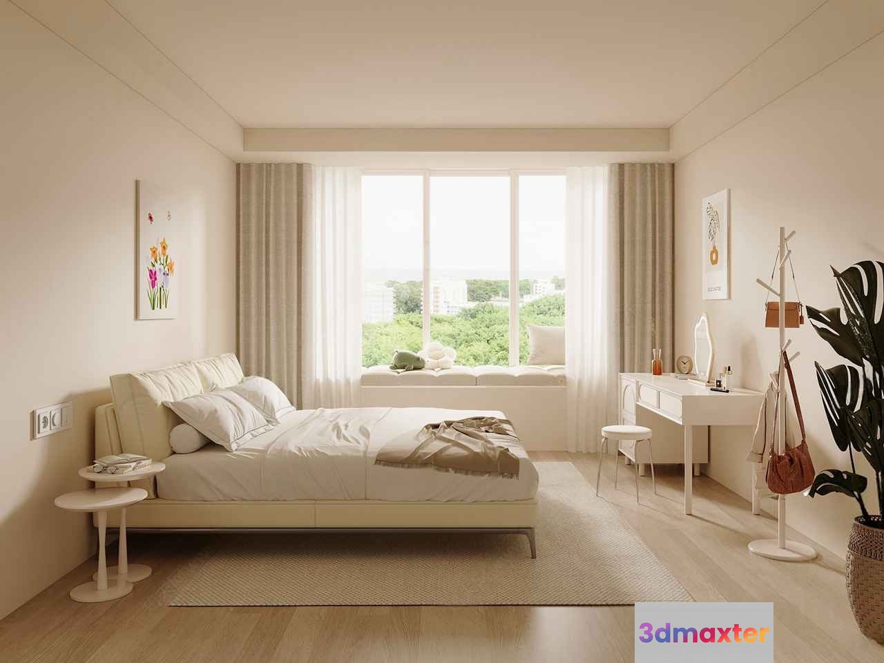 Modern White Bedroom 3D Model - 4489 - CORONA Render