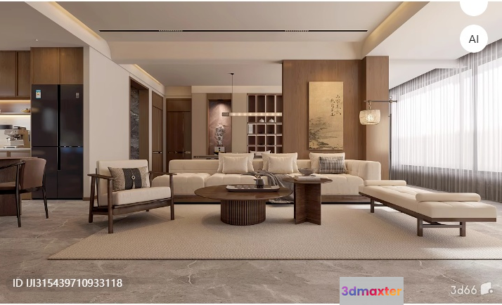 Modern Living Room 3D Model - 314 - VRAY Render