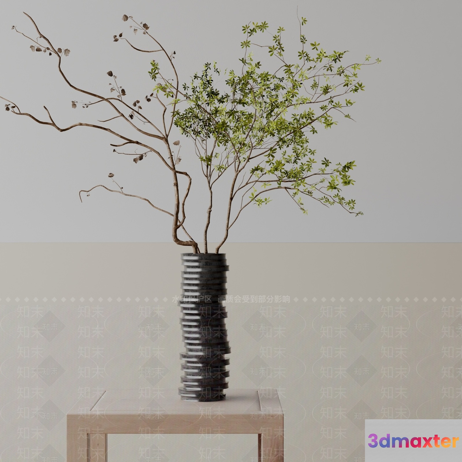 A Tall Gray Vase With A Unique Design 3D Model - 18792 - VRAY Render