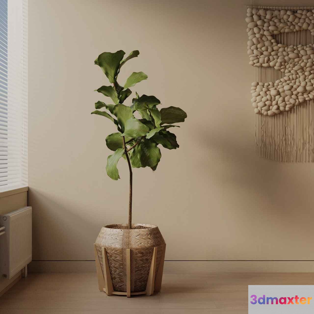 A Plant In A Woven Pot 3D Model - 16923 - VRAY Render