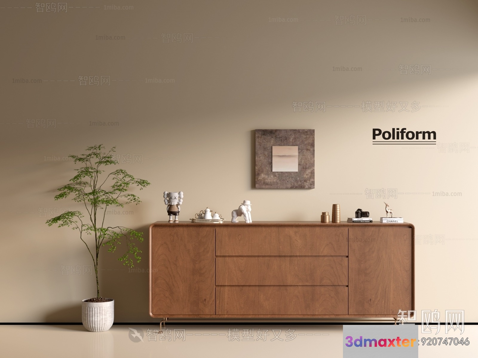 Modern Sideboard Furniture 3D Model - 4645 - VRAY Render