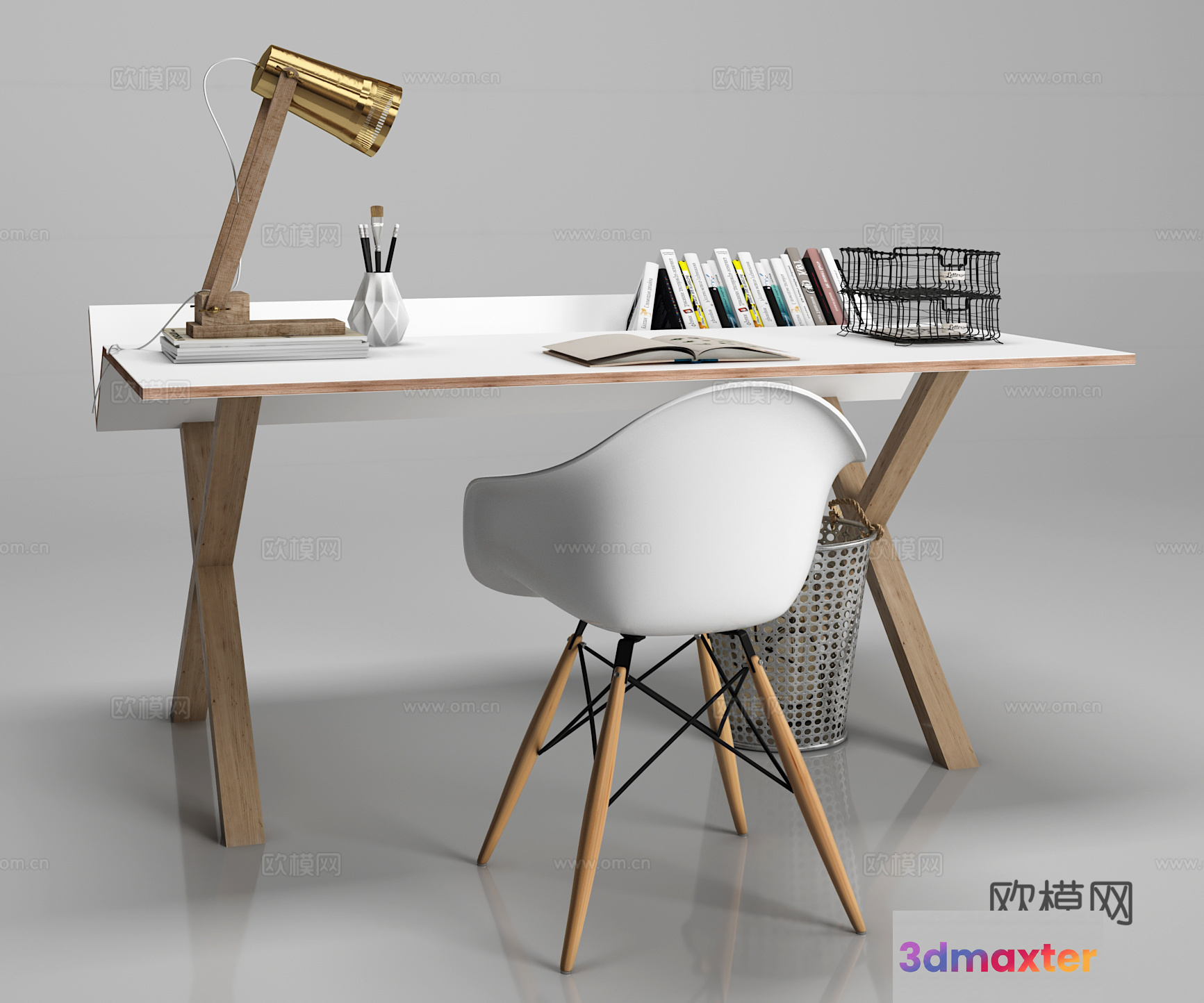 Modern Minimalist Desk Setup 3D Model - 9769 - VRAY Render