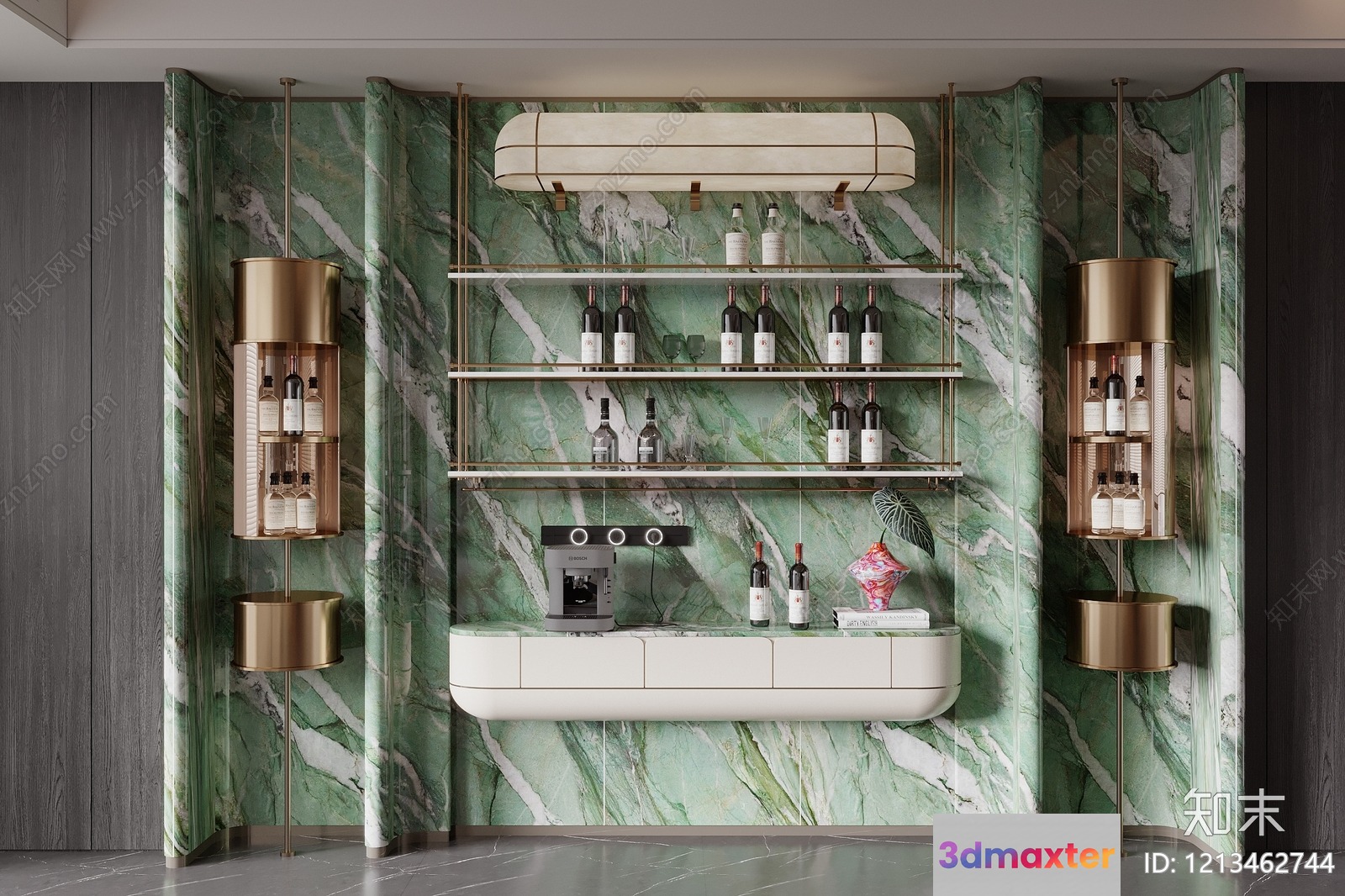 Modern Green Marble Wall 3D Model - 12903 - VRAY Render