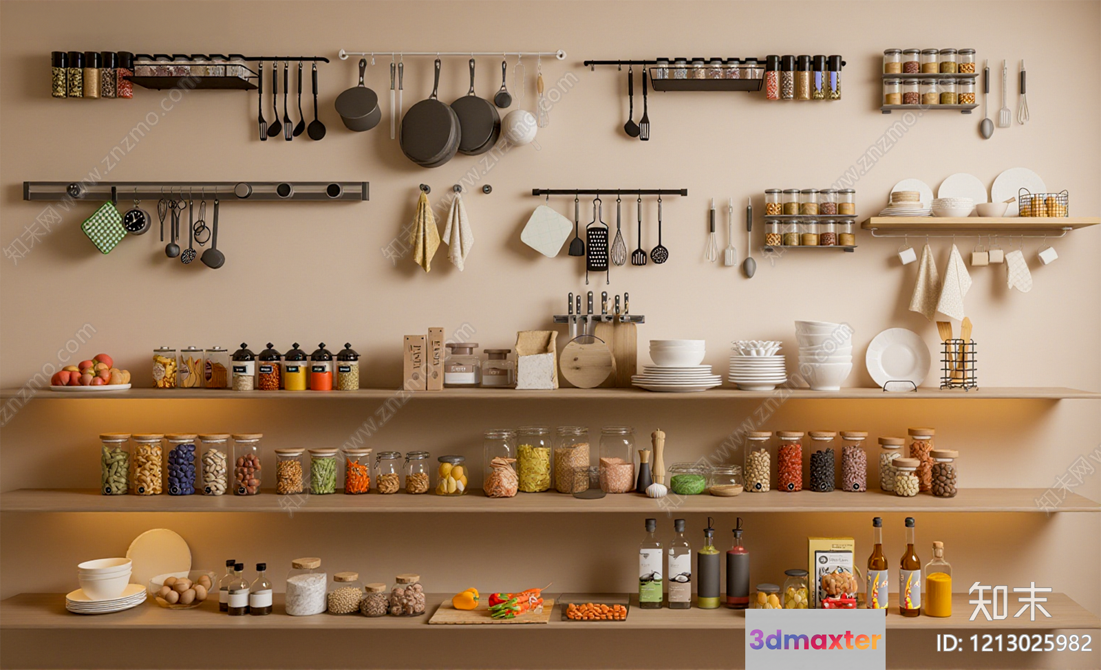 A Well-Organized Kitchen 3D Model - 3294 - VRAY Render