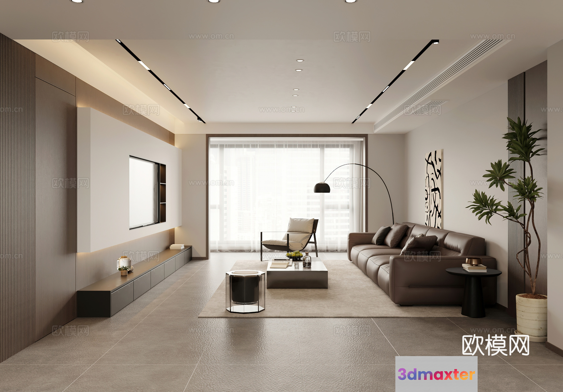 Modern Living Room 3D Model - 10080 - VRAY Render