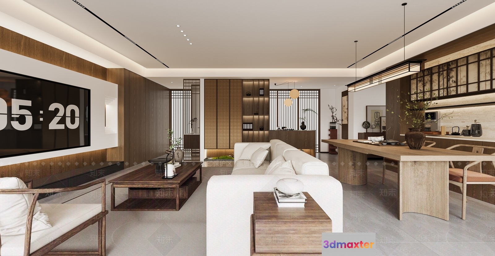 Modern Living Room 3D Model - 4680 - VRAY Render