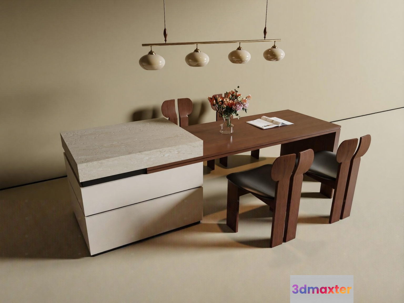 Modern Dining Room 3D Model - 1444 - VRAY Render