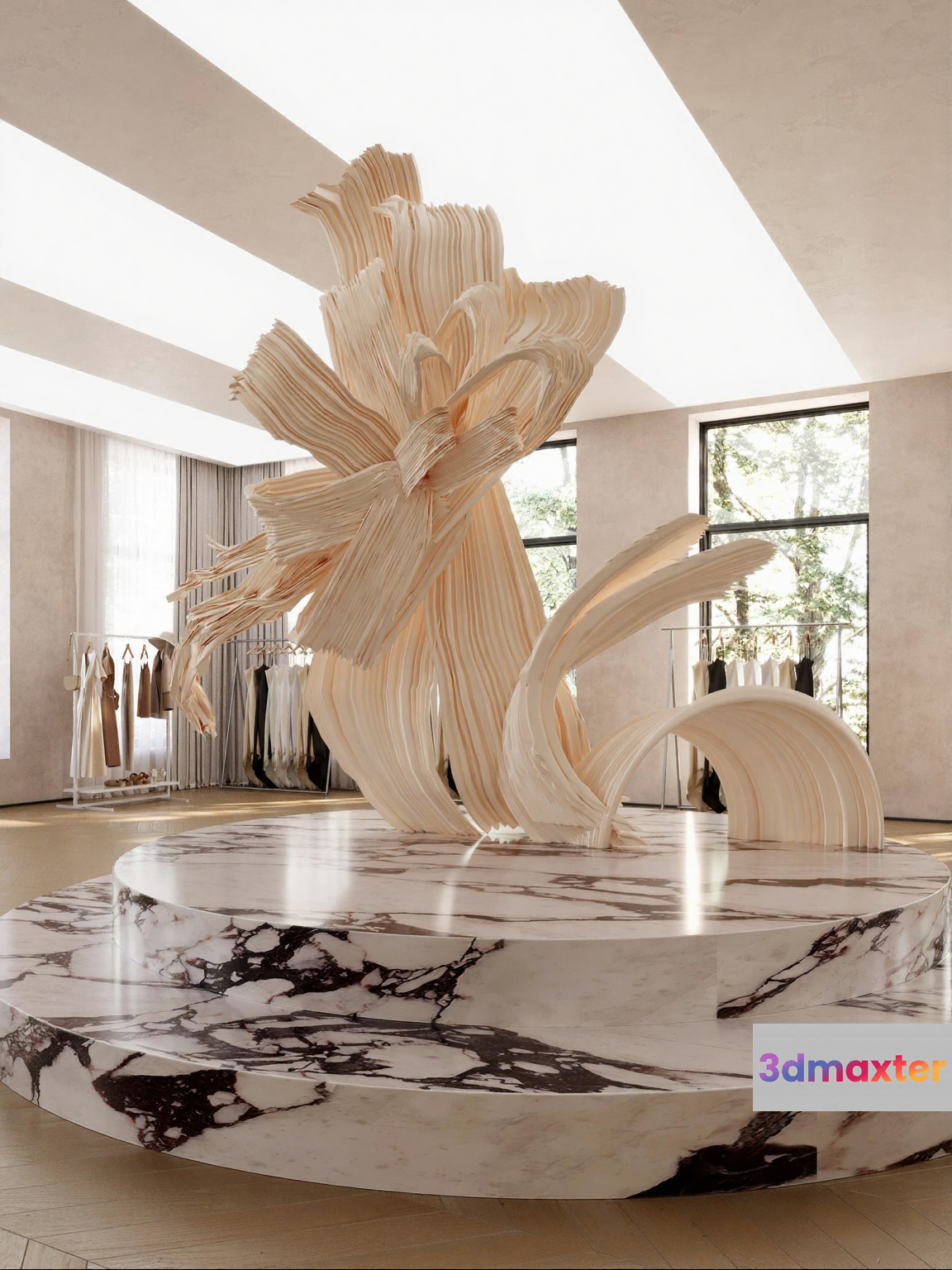 Modern White And Brown Sculpture 3D Model - 15865 - VRAY Render