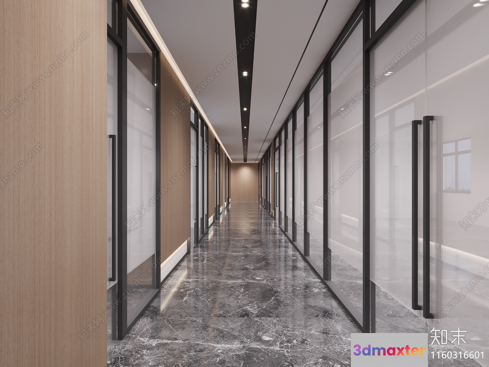 Modern Office Hallway 3D Model - 18371 - VRAY Render