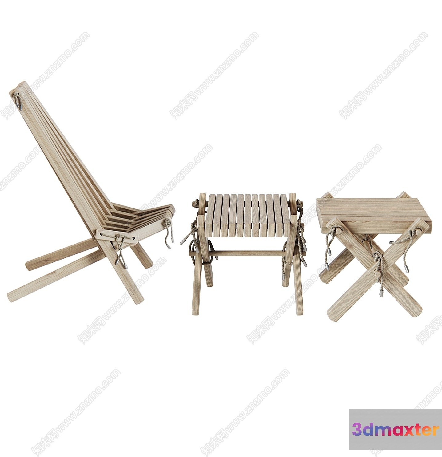 Wooden Folding Chair Set 3D Model - 5893 - CORONA Render