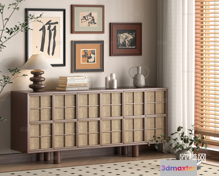 Mid-Century Modern Sideboard 3D Model - 17908 - VRAY Render