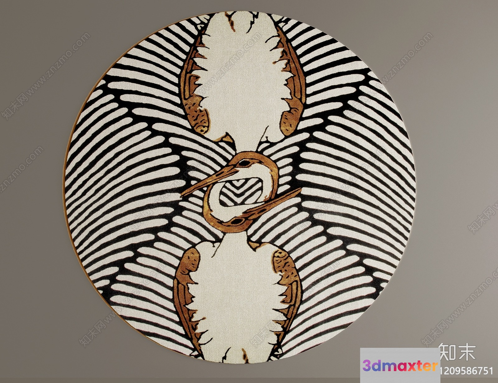 The Image Features A Circular Object With A Bird Design 3D Model - 16697 - VRAY Render